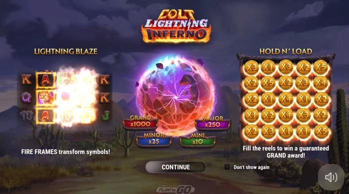 Colt Lightning Inferno startscherm